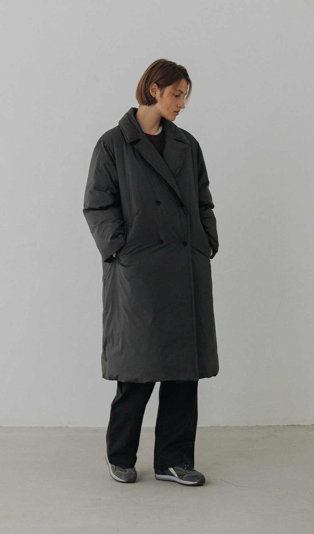 double trench down coat
